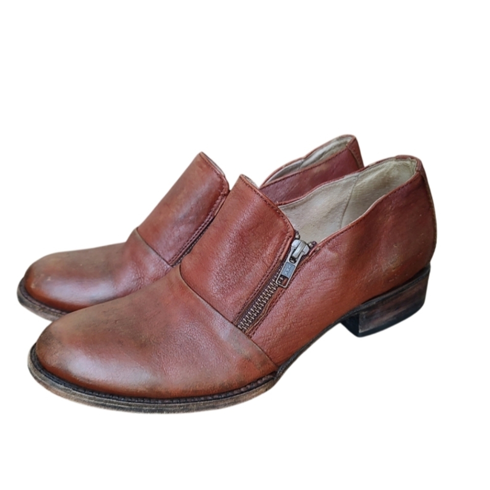 Freebird by Steven Brown Leather Zip Slip-On Booties